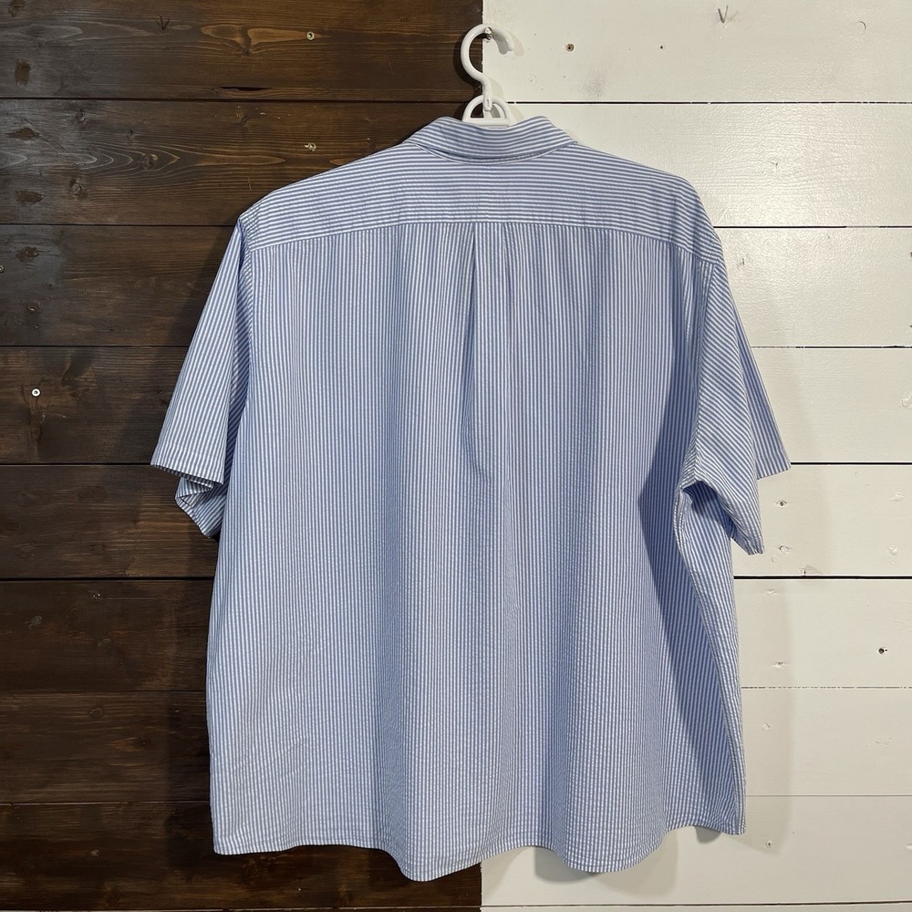 Polo Ralph Lauren‎ Shirt Mens 3XB Seersucker RL Untucked Fit Summer Casual Blue - Picture 2 of 5